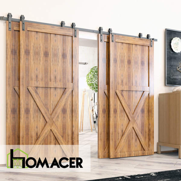 Homacer Single Bypass Sliding Double Barn Door Hardware Kit Wayfair